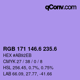 カラーコード: RGB 171 146.6 235.6 | qconv.com