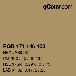カラーコード: RGB 171 146 103 | qconv.com