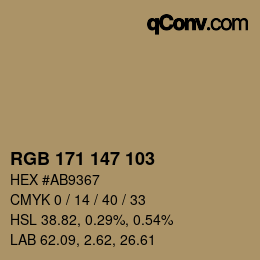 Color code: RGB 171 147 103 | qconv.com