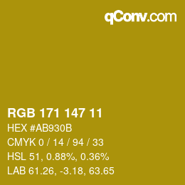 Color code: RGB 171 147 11 | qconv.com