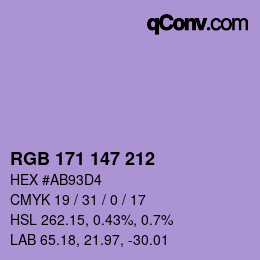 カラーコード: RGB 171 147 212 | qconv.com