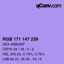 Color code: RGB 171 147 239 | qconv.com
