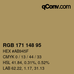 Farbcode: RGB 171 148 95 | qconv.com