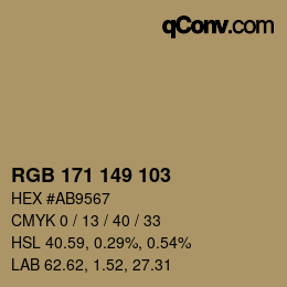 Color code: RGB 171 149 103 | qconv.com