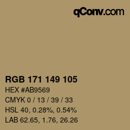 颜色代码: RGB 171 149 105 | qconv.com