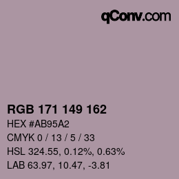 Color code: RGB 171 149 162 | qconv.com
