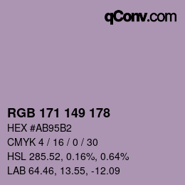 Código de color: RGB 171 149 178 | qconv.com