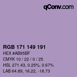 カラーコード: RGB 171 149 191 | qconv.com