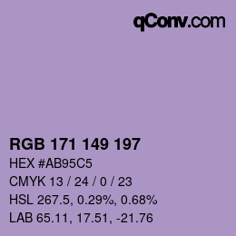 カラーコード: RGB 171 149 197 | qconv.com