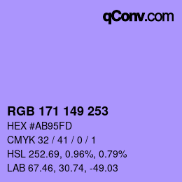 カラーコード: RGB 171 149 253 | qconv.com
