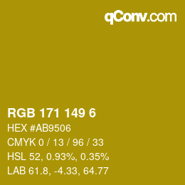 Color code: RGB 171 149 6 | qconv.com