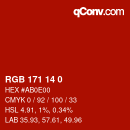 カラーコード: RGB 171 14 0 | qconv.com