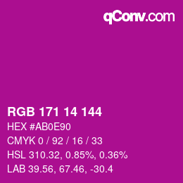 カラーコード: RGB 171 14 144 | qconv.com