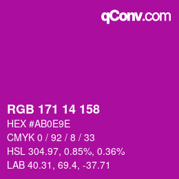 颜色代码: RGB 171 14 158 | qconv.com