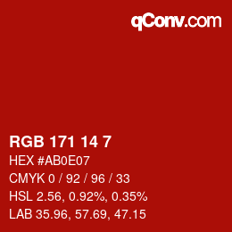 Color code: RGB 171 14 7 | qconv.com