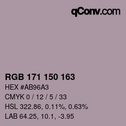 カラーコード: RGB 171 150 163 | qconv.com