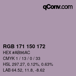カラーコード: RGB 171 150 172 | qconv.com