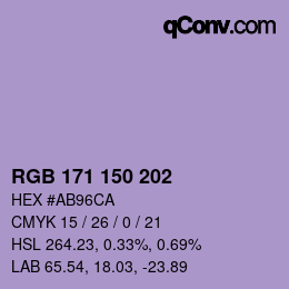Color code: RGB 171 150 202 | qconv.com