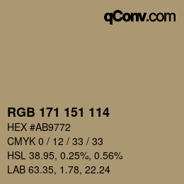 カラーコード: RGB 171 151 114 | qconv.com