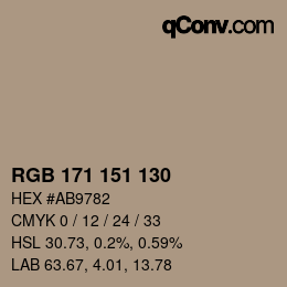 カラーコード: RGB 171 151 130 | qconv.com