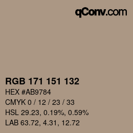 Code couleur: RGB 171 151 132 | qconv.com