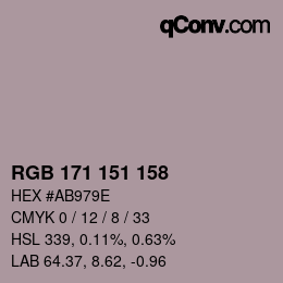 颜色代码: RGB 171 151 158 | qconv.com