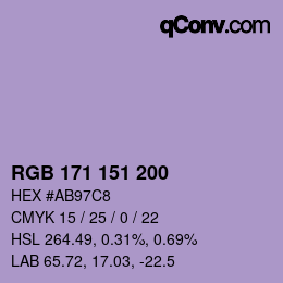 Color code: RGB 171 151 200 | qconv.com