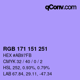 Color code: RGB 171 151 251 | qconv.com