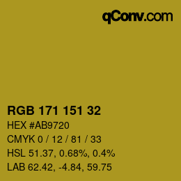 カラーコード: RGB 171 151 32 | qconv.com