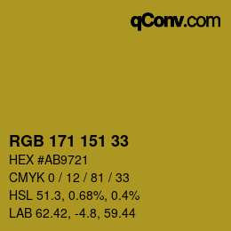 Color code: RGB 171 151 33 | qconv.com