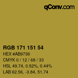 カラーコード: RGB 171 151 54 | qconv.com