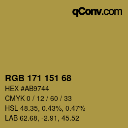 Color code: RGB 171 151 68 | qconv.com