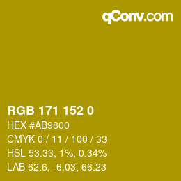 颜色代码: RGB 171 152 0 | qconv.com