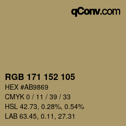 颜色代码: RGB 171 152 105 | qconv.com