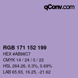 カラーコード: RGB 171 152 199 | qconv.com