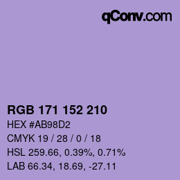 Color code: RGB 171 152 210 | qconv.com