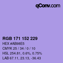 Color code: RGB 171 152 229 | qconv.com