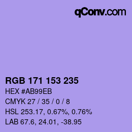 Color code: RGB 171 153 235 | qconv.com