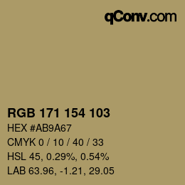 カラーコード: RGB 171 154 103 | qconv.com