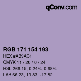 颜色代码: RGB 171 154 193 | qconv.com