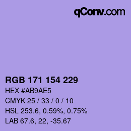 Código de color: RGB 171 154 229 | qconv.com