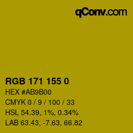 カラーコード: RGB 171 155 0 | qconv.com