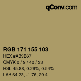 カラーコード: RGB 171 155 103 | qconv.com