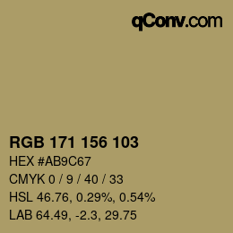 カラーコード: RGB 171 156 103 | qconv.com