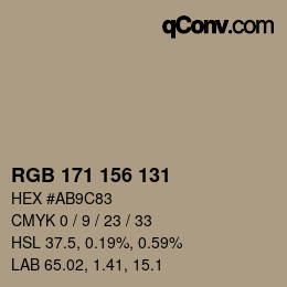 Farbcode: RGB 171 156 131 | qconv.com