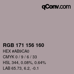 Color code: RGB 171 156 160 | qconv.com