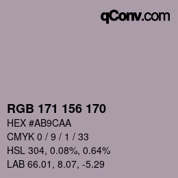 颜色代码: RGB 171 156 170 | qconv.com