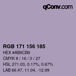 Color code: RGB 171 156 185 | qconv.com