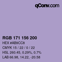 Code couleur: RGB 171 156 200 | qconv.com