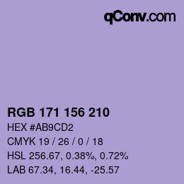 カラーコード: RGB 171 156 210 | qconv.com